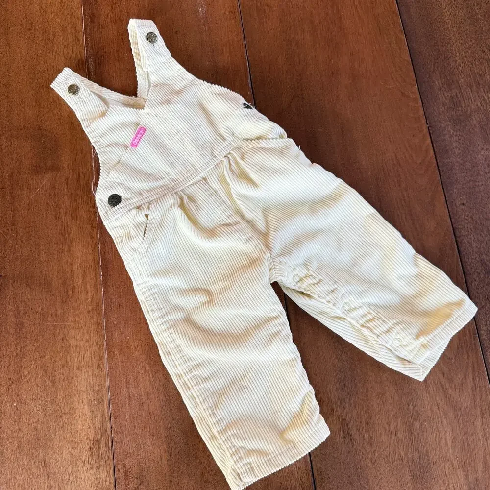 Vintage OshKosh B'Gosh Butter Yellow Soft Corduroy Bib Overalls 12 Mos 80s Union